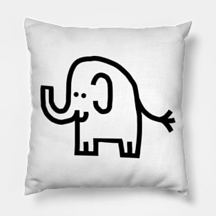 Minimal Animals Line Drawing Elephant Self Portrait Pillow