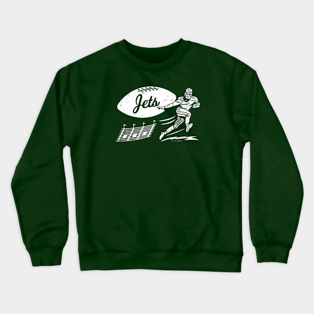 deadmansupplyco Vintage Football - New York Jets (White Jets Wordmark) Crewneck Sweatshirt