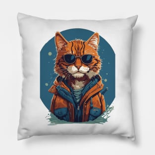 Cool cat wearing glasses design Pillow