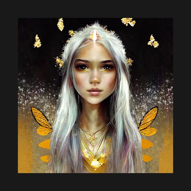 Gold Faerie by Kim Turner Art in MidJourney by KimTurner