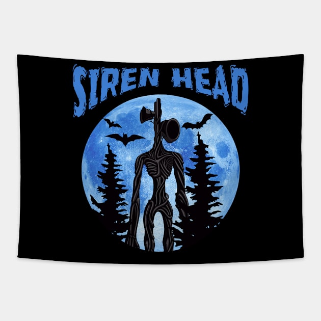 Siren Head Blue Moon Tapestry by Ray Crimson