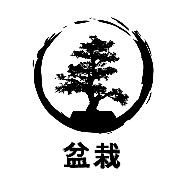 Bonsai Tree - Kanji enso circle zen by Tees_N_Stuff