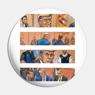 Trump Courtroom Sketch Comic Book Strip Pin