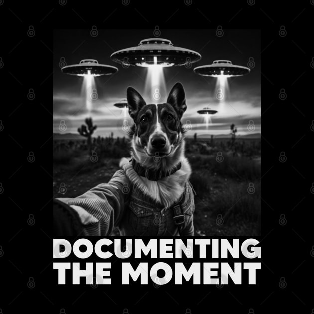 Selfie of Dog And Aliens UFO - 2, Documenting The Moment, Funny Dog by Megadorim