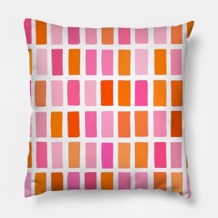 Pink and Orange, Sketchy, Block Pattern Pillow
