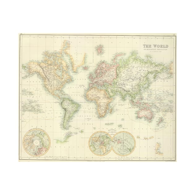 Vintage Map of The World (1872) by Bravuramedia