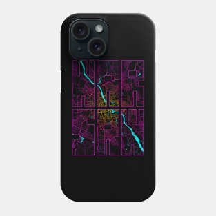 Warsaw, Poland City Map Typography - Neon Phone Case