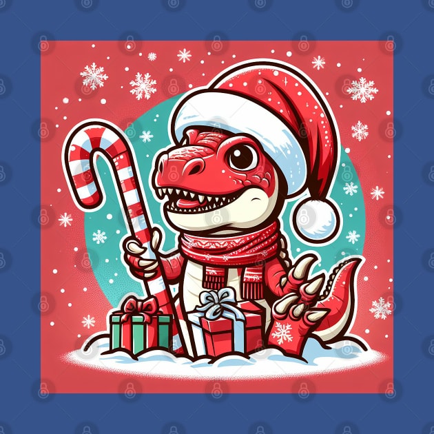 Red Christmas T-Rex by Sketchy