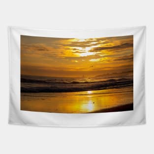 Golden Sunrise over the North Sea Tapestry