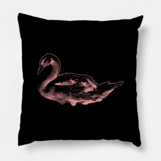 Pink Swan vintage drawing Pillow