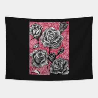 roses in red and black ink Tapestry