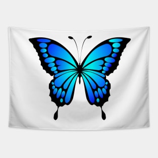 Dramatic Bright Blue and Black Butterfly Tapestry