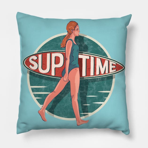 Standup Paddle Board Retro Vintage Gift Pillow by MarkusShirts