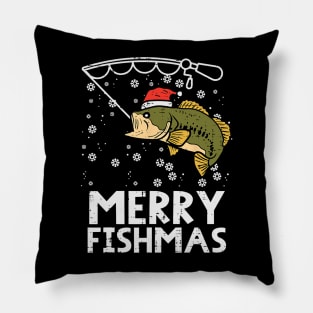 Merry Fishmas Fish Fishing Xmas Christmas Dad Pillow