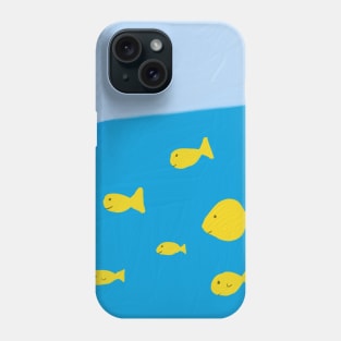 A school of yellow fish swimming in the blue sea Phone Case