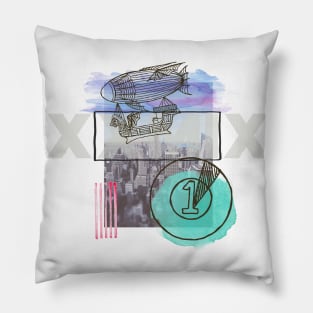 Blimp over New York collage Pillow