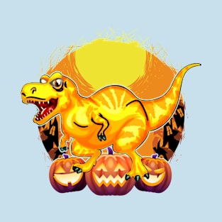 Dinosaur Jack-O-Lantern Haunted house designed T-Shirt