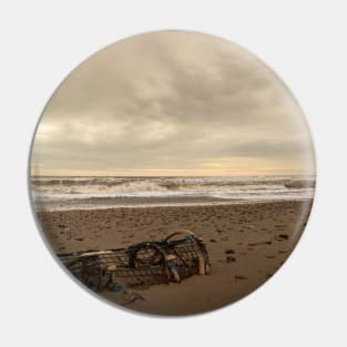 Stranded Lobster Trap on a New Brunswick Beach V3 Pin