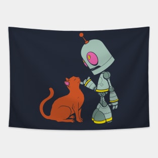 The Robot Met A Cat Tapestry