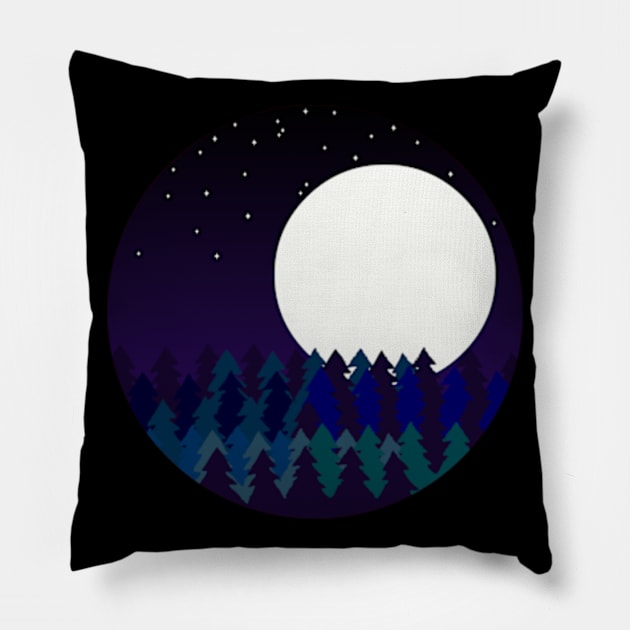 CIRCULAR LANDSCAPE WITH MOON Pillow by RENAN1989