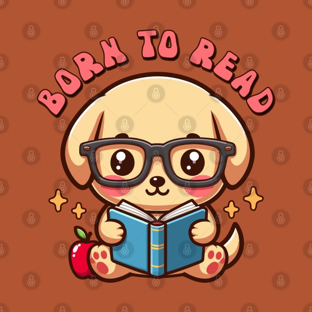 Born to Read Labrador Puppy Reading Book Kawaii Bookish by Cuteness Klub