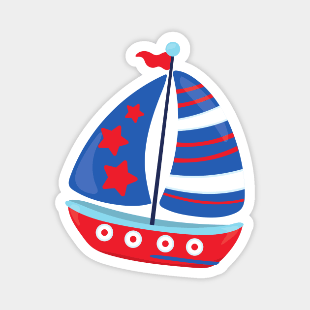 Sailing Boat, Sailor, Sailing, Sails, Ship, Boat Magnet by Jelena Dunčević