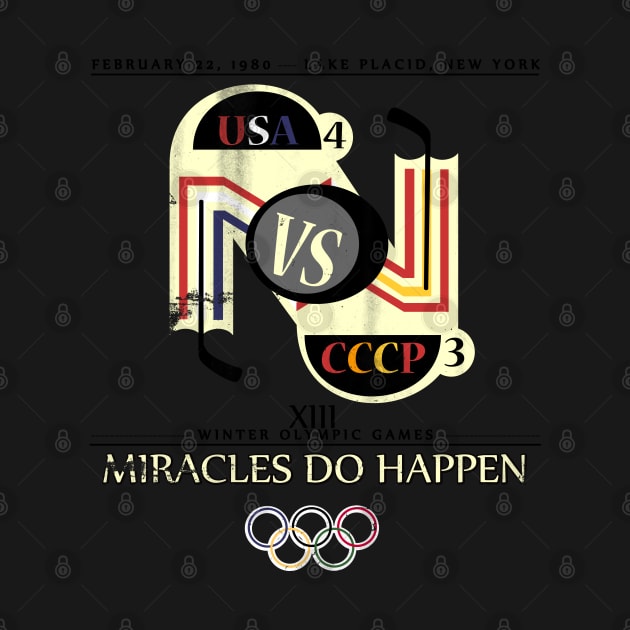 Miracles Do Happen Retro Hockey Tee Shirt by generationtees