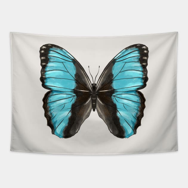 Blue Butterfly Insect Lover Art Tapestry by Boriana Giormova