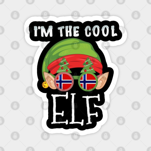 Christmas  I'm The Cool Norwegian Elf - Gift for Norwegian From Norway Magnet by Country Flags