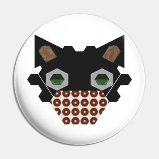 Black Cat Wearing Chocolate Donut Mask Pin