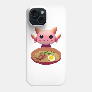 Kawaii cute axolotl eats ramen noodles Japan Phone Case