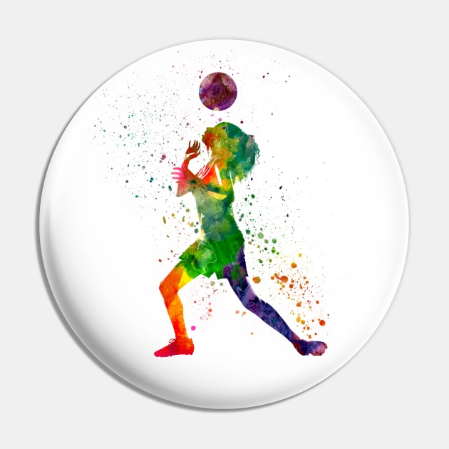 Woman footballer in watercolor Pin by PaulrommerArt