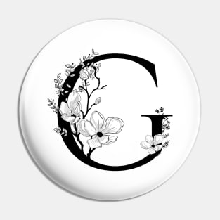 Letter G Monogram - Floral Initial Pin