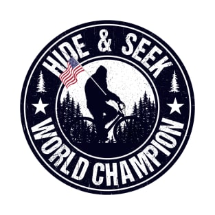 Hide And Seek World Champion Bigfoot American Flag T-Shirt