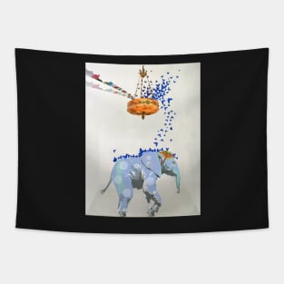 Beatrice Elephant with Blue Butterflies Tapestry