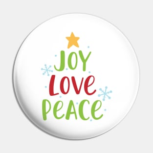 Joy Love Peace Christmas Tree Pin