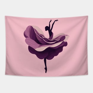 Ballerina in a purple tutu dancing. Vector illustration, tiptoe dancing, ballet dance pose art Tapestry