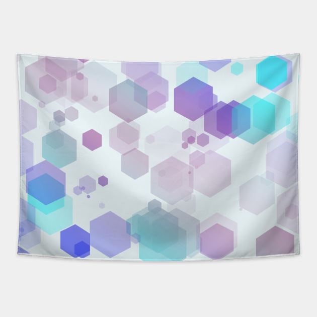 Abstract Purple-Blue Hexagon - Shape Pattern Tapestry by DesignWood Atelier