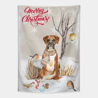 Boxer Dog Merry Christmas Santa Dog Tapestry