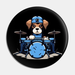 dog playing drums Pin