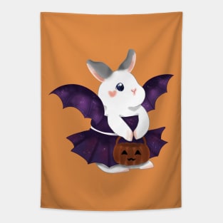 White Bat Rabbit with galaxy Outfit _ Bunniesmee Halloween edition Tapestry