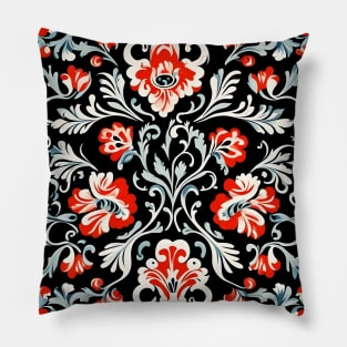 Norwegian Rosemaling Folk Art Pillow