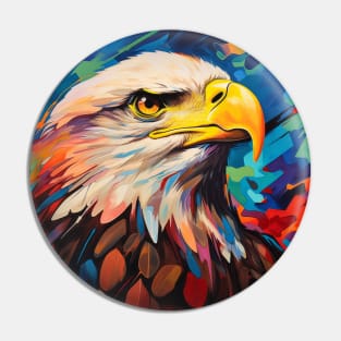 Eagle Animal Bird Portrait Colorful Painting Pin