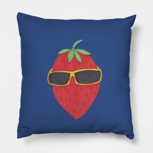 Cartoon strawberry with sunglasses Pillow