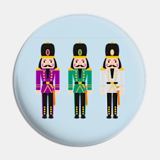 Christmas Nutcracker Purple Green Silver Pin