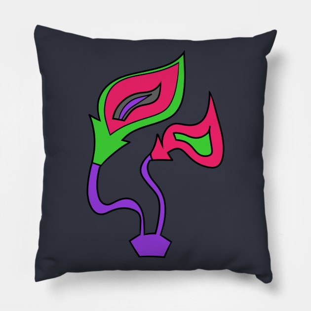 Funky Green Fire Flowers Pillow by VazMas Design