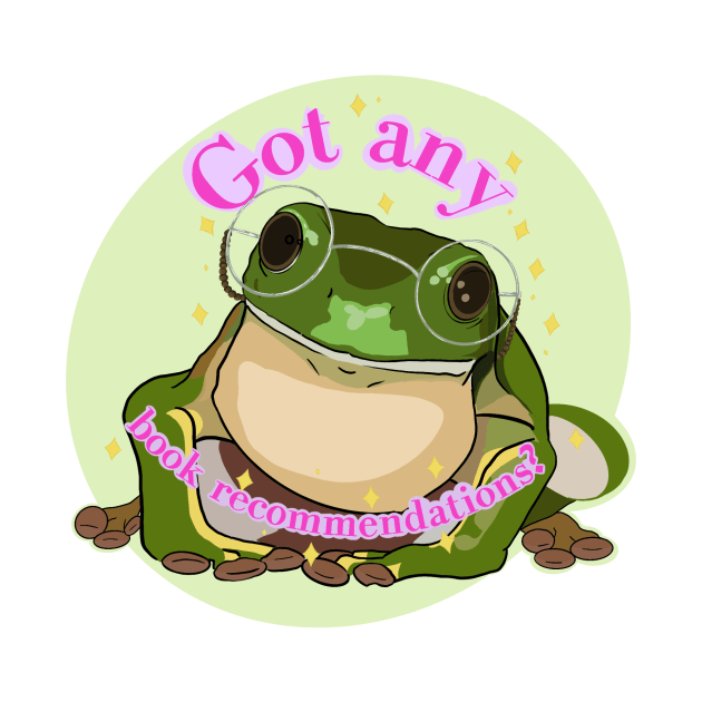 Girly book recommendation frog by Coyoteartshoppe
