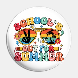 Retro Schools Out For Summer Last Day Of School Teacher Kids Pin