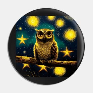 Story book Owl with Stars at Night Pin