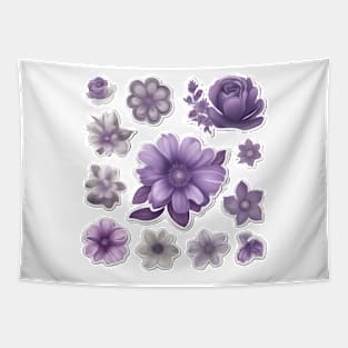 grey and purple flowers Tapestry